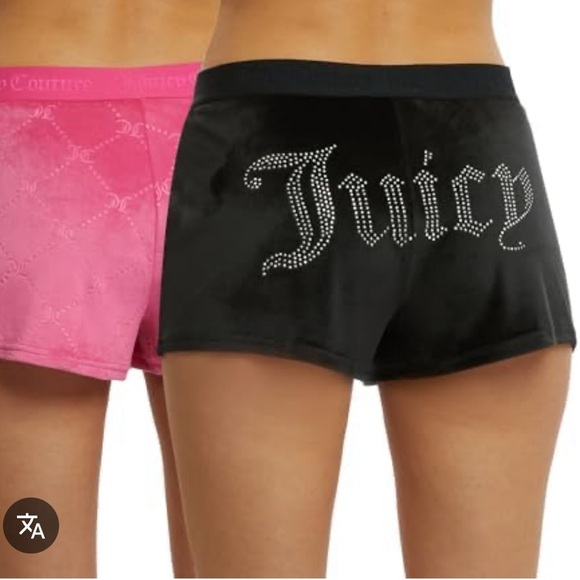 Juicy Couture black velour rhinestone shorts size large - Picture 1 of 6
